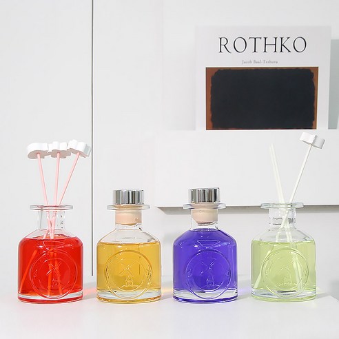 Herb Thyme NEW Indoor Diffuser 130ml + Flower Plaster Randomly Sent 4p + Fiber Stick 5p Gift Set, Rose, 1 Set