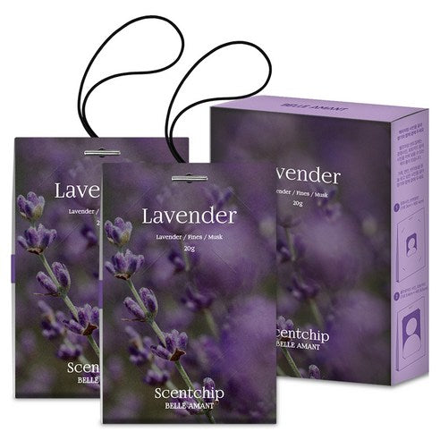 Belle Amant Scent Chip Car Air Freshener Sachets 20g, 2-Pack, Lavender, 1 piece