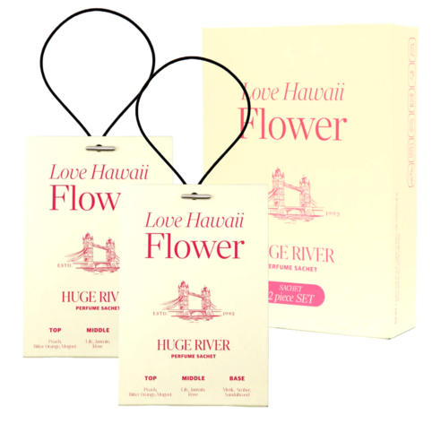 Huge River Premium Perfume Sachet Air Freshener, Love Hawaii Flower, 1 set, 40g
