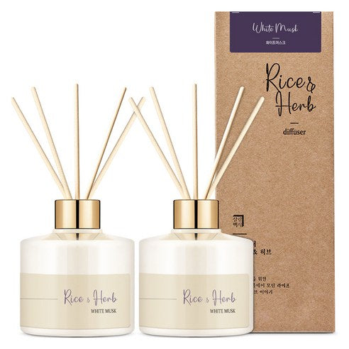 Household Guide Rice & Herb Diffuser, White Musk, 200mlx2