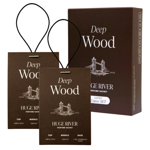 Huge River Premium Perfume Sachet Air Freshener, Deep Wood, 1 set, 40g