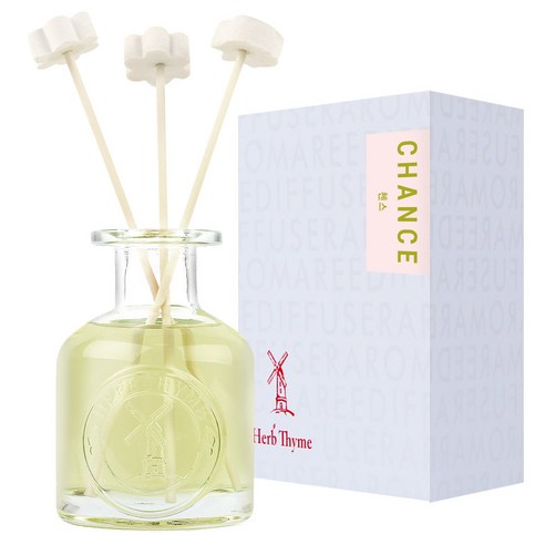 Herb Thyme NEW Indoor Diffuser 130ml + Flower Plaster Randomly Sent 4p + Fiber Stick 5p Gift Set, Chance, 1 Set