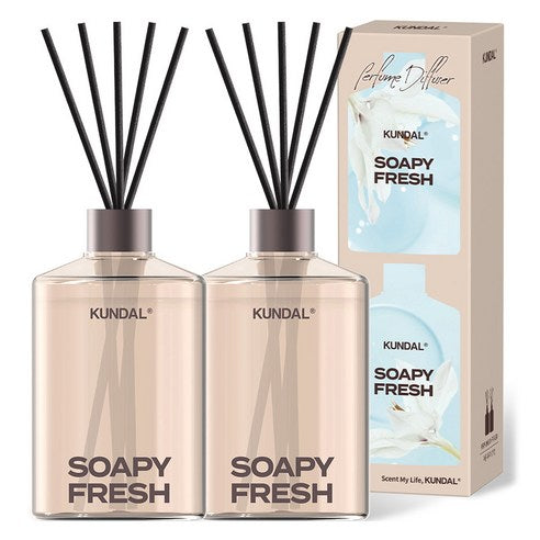 Kundal Large Capacity Perfume Diffuser, Fibercitic Set, Soapy Fresh 500mlx2
