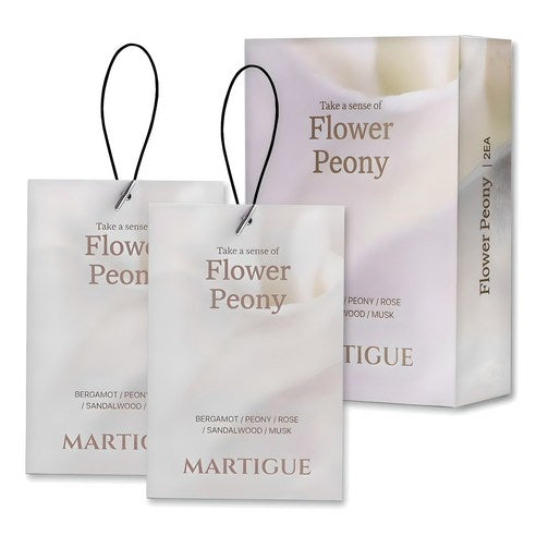 Martigue Perfume Sachet Car Air Freshener 2p, Flower Peony, 1 Set