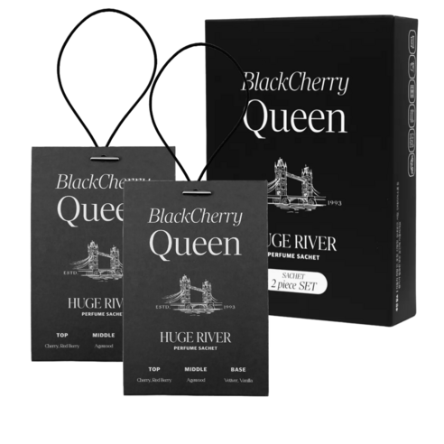 Huge River Premium Perfume Sachet Air Freshener, Black Cherry Queen, 1 set, 40g