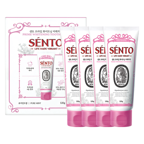 Sento Prime High-Fluoride Gum Care Toothpaste, Pure Mint Flavor, 120g, 4 pcs