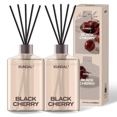 Kundal Large Capacity Perfume Diffuser, Fibercitic Set, Black Cherry 500mlx2