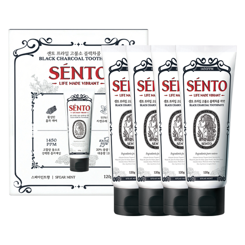 Sento Prime High-Fluoride Gum Care Toothpaste,Spearmint Flavor, 120g, 4 pcs