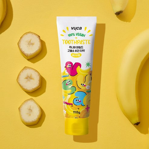 Vuca Junior Mild High-Fluoride Vegan Toothpaste Banana Flavor, 110g, 4 Pack