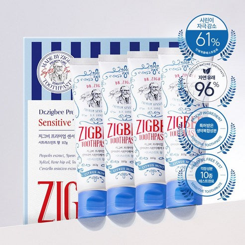 Sensitivity reduction 61%, Zigbee large-capacity sensitive-teeth care toothpaste, Citrus Mint scent, 4 pcs, 117g