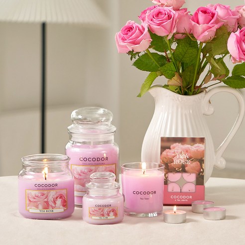 Cocodor Small Jar Candle, Tea Rose, 95g, 1 piece