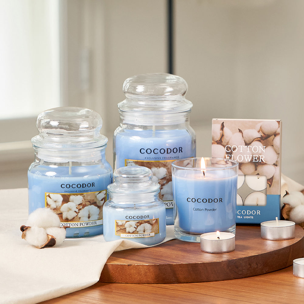 Cocodor Rajiza Candle, Cotton Powder, 510g, 1 piece