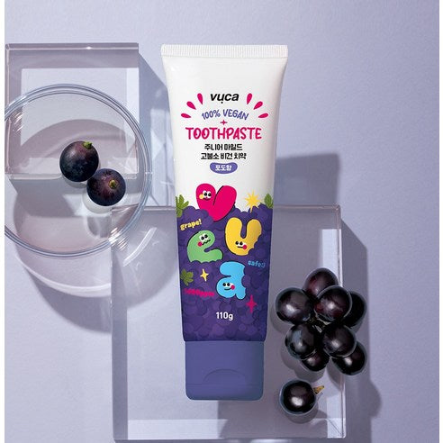 Vuca Junior Mild High-Fluoride Breath Care Vegan Children's Toothpaste Grape Flavor, 110g, 4 Pack