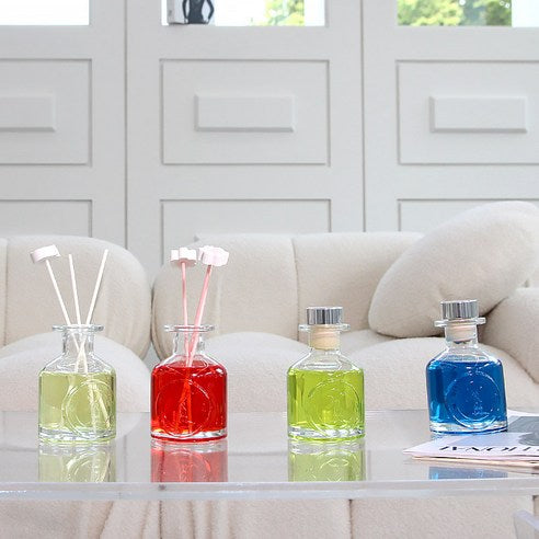 Herb Thyme NEW Indoor Diffuser 130ml + Flower Plaster Randomly Sent 4p + Fiber Stick 5p Gift Set, Rose, 1 Set