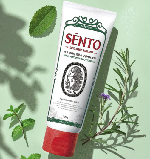 Sento Prime High-Fluoride Gum Care Toothpaste, Aqua Mint Flavor, 120g, 4 pcs