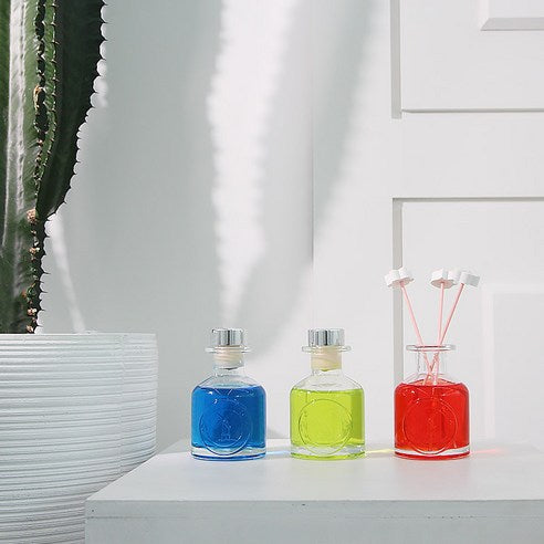 Herb Thyme NEW Indoor Diffuser 130ml + Flower Plaster Randomly Sent 4p + Fiber Stick 5p Gift Set, Eucalyptus, 1 Set