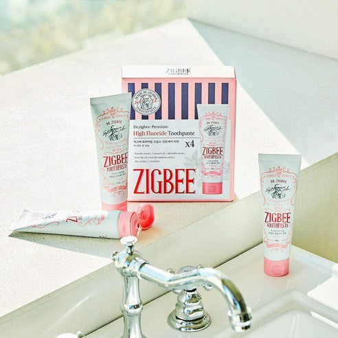 Tartar removal 35%, Zigbee large-capacity high-fluoride gum-care toothpaste, Honey Mint scent, 4 pcs, 117g”