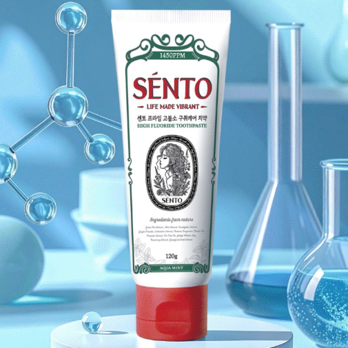 Sento Prime High-Fluoride Gum Care Toothpaste, Aqua Mint Flavor, 120g, 4 pcs