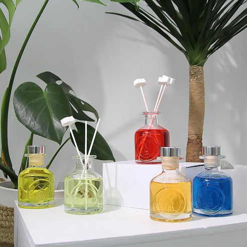 Herb Thyme NEW Indoor Diffuser 130ml + Flower Plaster Randomly Sent 4p + Fiber Stick 5p Gift Set, Rose, 1 Set