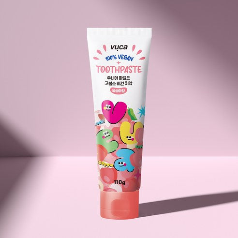 Vuca Junior Mild Fluoride Vegan Toothpaste Peach Flavor, 110g, 4 Pack
