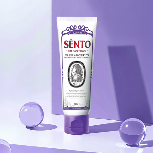 Sento Prime High-Fluoride Gum Care Toothpaste, Fresh Mint Flavor, 120g, 4 pcs