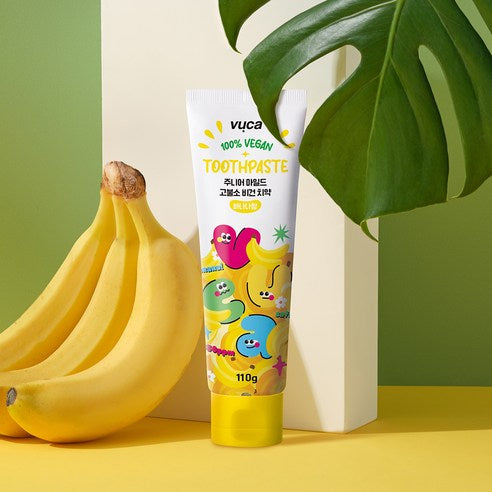 Vuca Junior Mild High-Fluoride Vegan Toothpaste Banana Flavor, 110g, 4 Pack