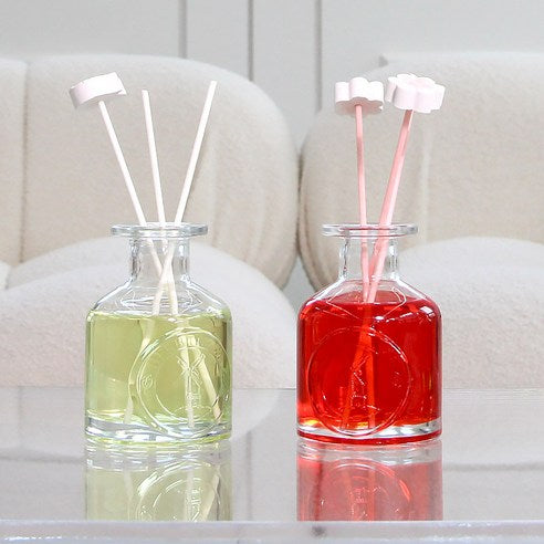 Herb Thyme NEW Indoor Diffuser 130ml + Flower Plaster Randomly Sent 4p + Fiber Stick 5p Gift Set, Rose, 1 Set