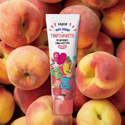 Vuca Junior Mild Fluoride Vegan Toothpaste Peach Flavor, 110g, 4 Pack