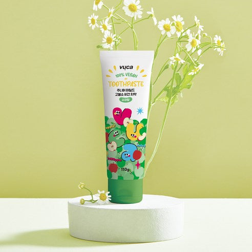 Vuca Junior Mild High-Fluoride Vegan Toothpaste Apple Flavor, 110g, 4 Pack