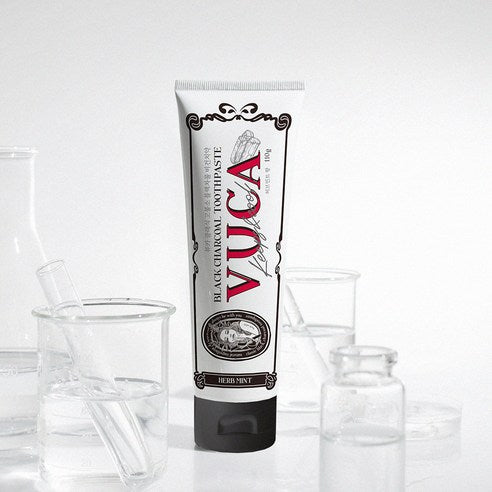 Vuca Classic High-Fluoride Black Charcoal Breath Care Vegan Toothpaste Herbal Mint Flavor, 110g, 4 Pack
