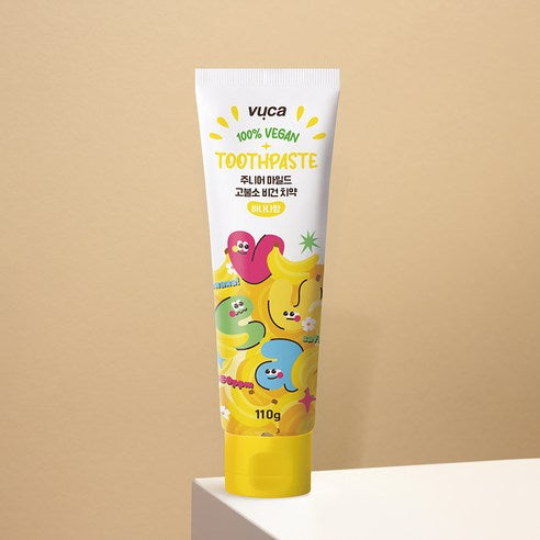 Vuca Junior Mild High-Fluoride Vegan Toothpaste Banana Flavor, 110g, 4 Pack