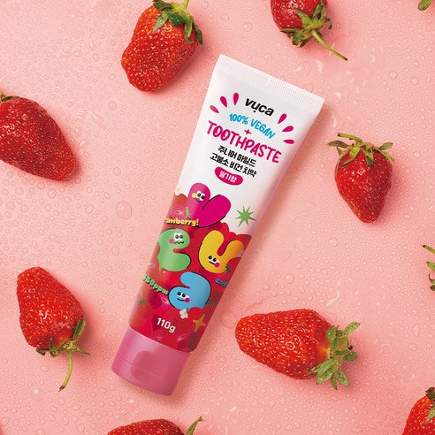 Vuca Junior Mild High-Fluoride Breath Care Vegan Children's Toothpaste Strawberry Flavor, 110g, 4 Pack