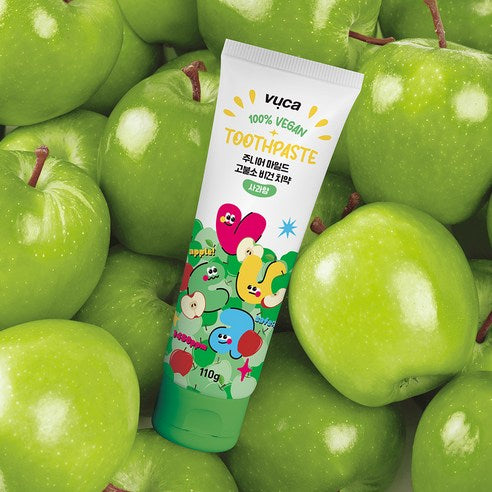 Vuca Junior Mild High-Fluoride Vegan Toothpaste Apple Flavor, 110g, 4 Pack