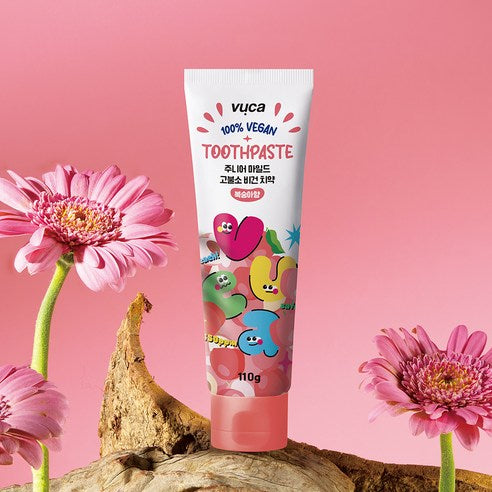 Vuca Junior Mild Fluoride Vegan Toothpaste Peach Flavor, 110g, 4 Pack