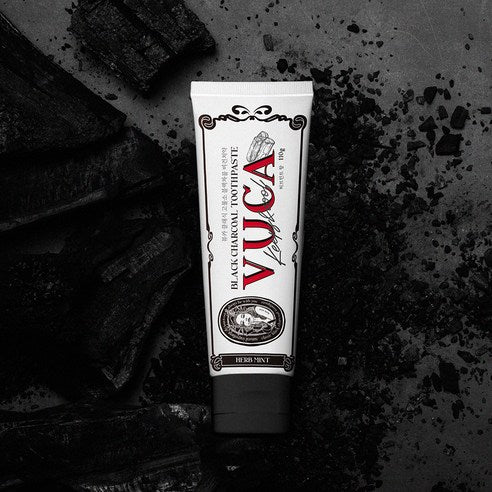Vuca Classic High-Fluoride Black Charcoal Breath Care Vegan Toothpaste Herbal Mint Flavor, 110g, 4 Pack